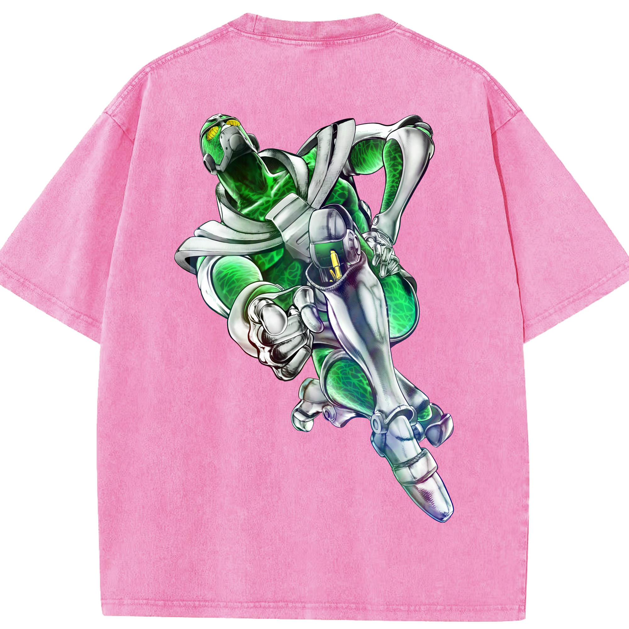 （画像用） ジョジョの奇妙な冒険 花京院 典明（かきょういん のりあき） JoJo's Bizarre Adventure Kakyoin Noriaki 綿100% ヴィンテージ風 半袖Tシャツ（背面プリント）